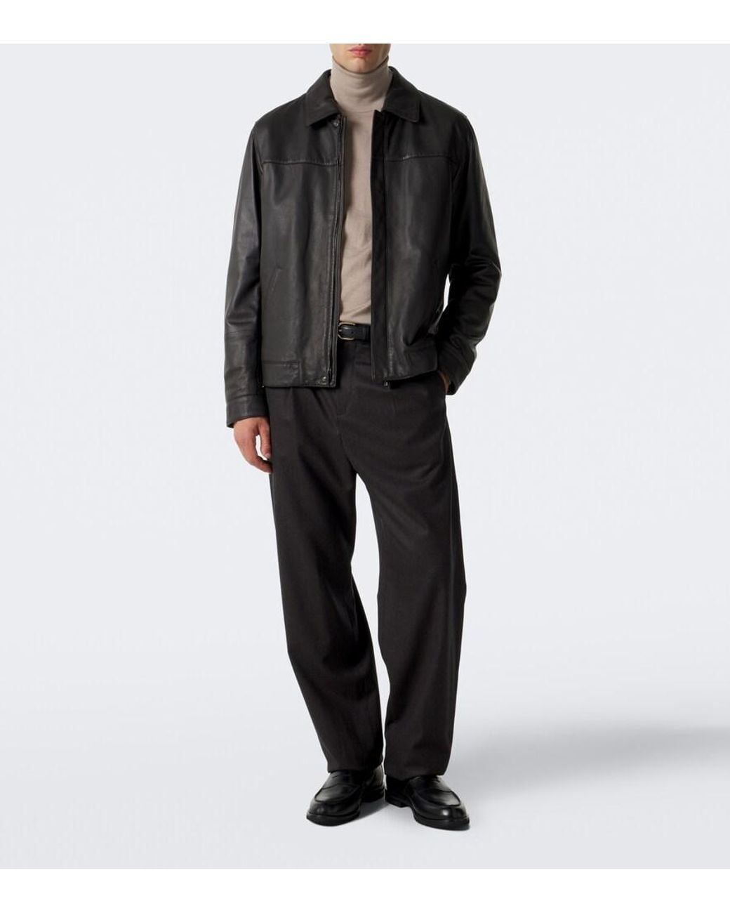 Thom Sweeney Black Leather Jacket for men