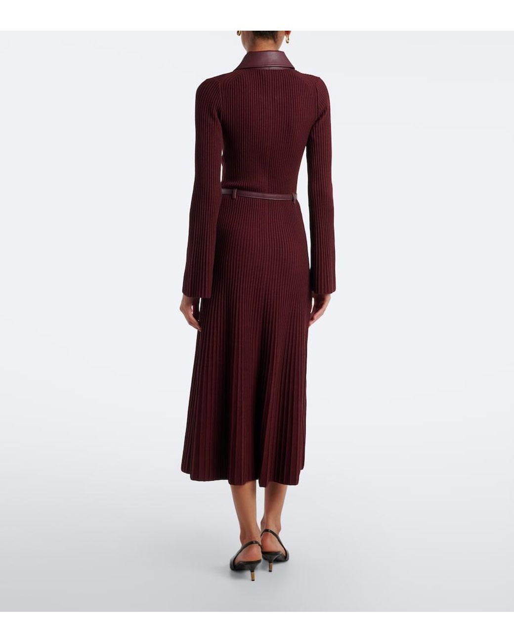 Jonathan Simkhai Purple Ismelle Belted Ribbed-Knit Shirt Dress