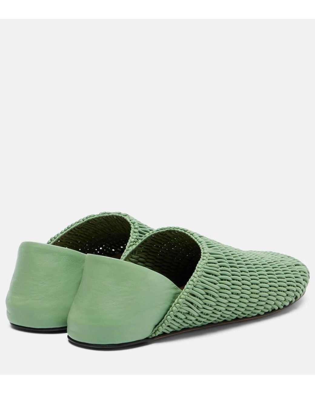 J.W. Anderson Green Babouche Woven Leather Loafers