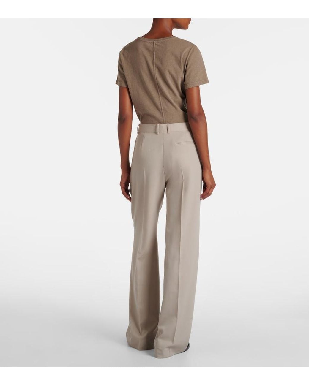 The Row Natural Virgil Wool Gabardine Straight Pants