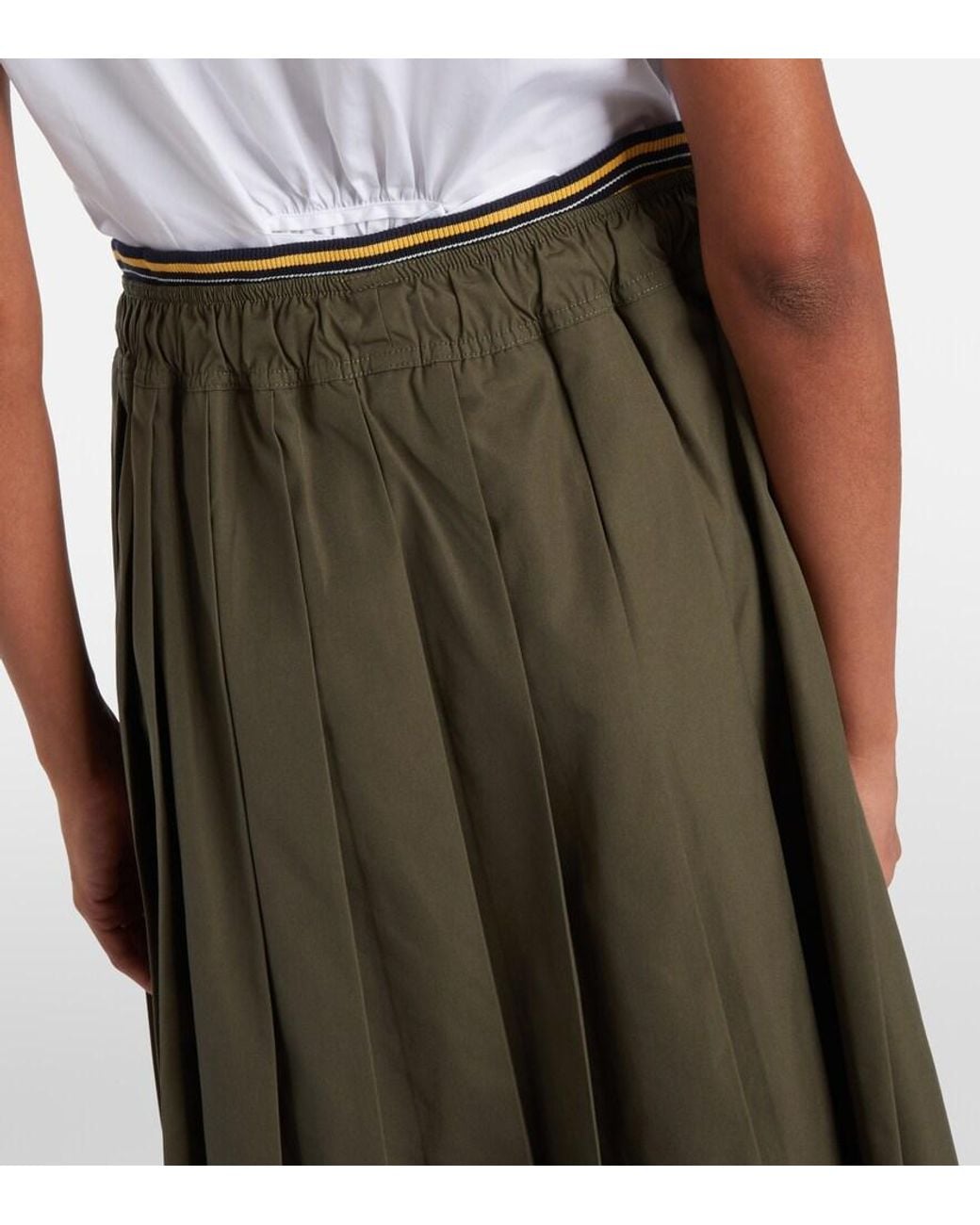 Falda Midi De Popelin Plisada Prada de color Green