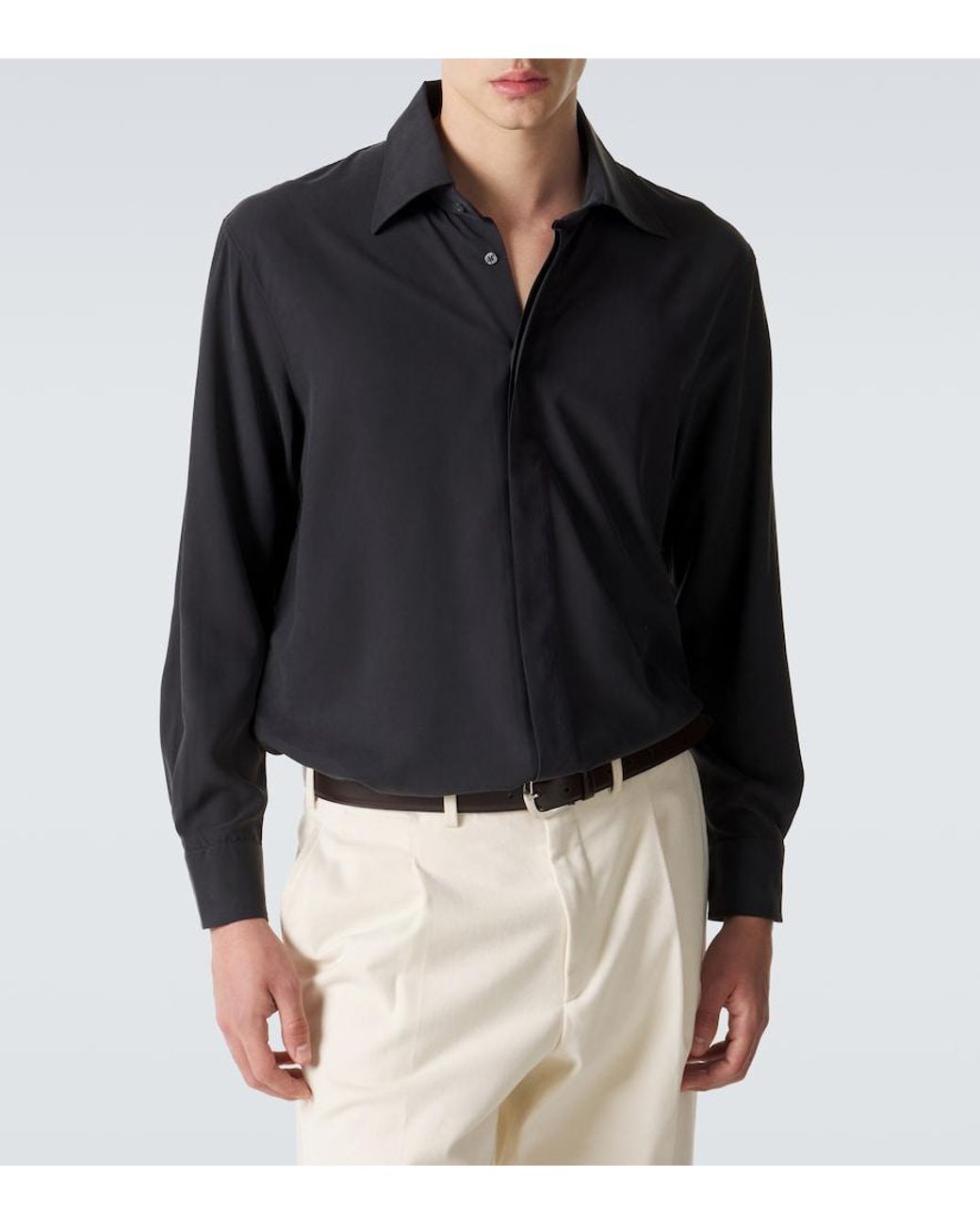 Saman Amel Blue Silk Shirt for men