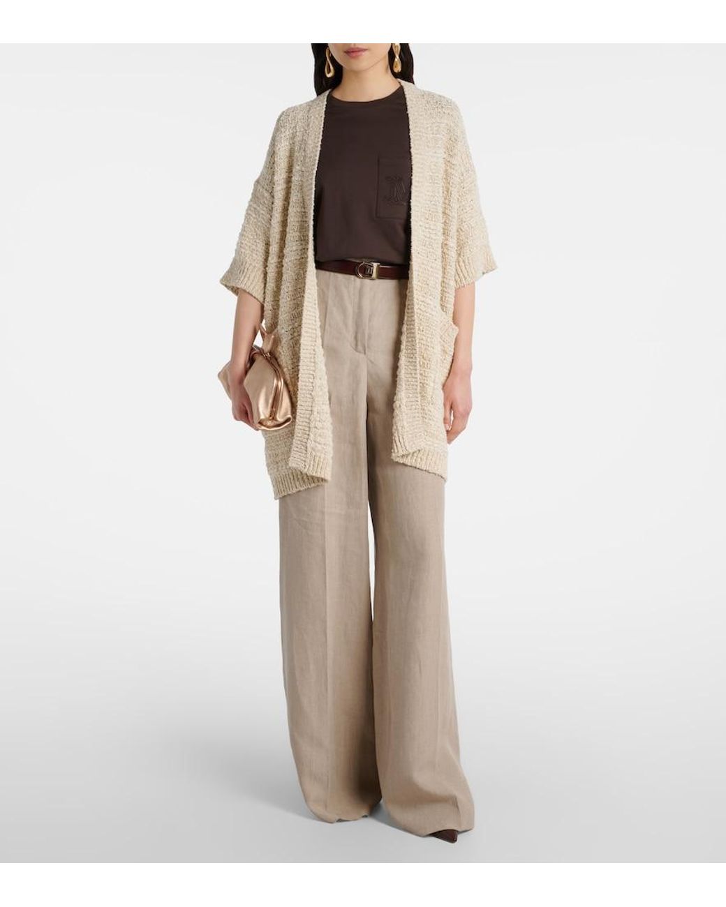Max Mara Natural Cotton-Blend Cardigan