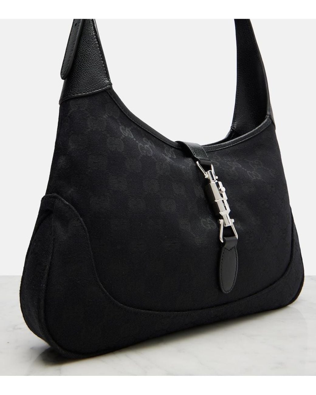 Gucci Black Jackie 1961 Small Canvas Shoulder Bag