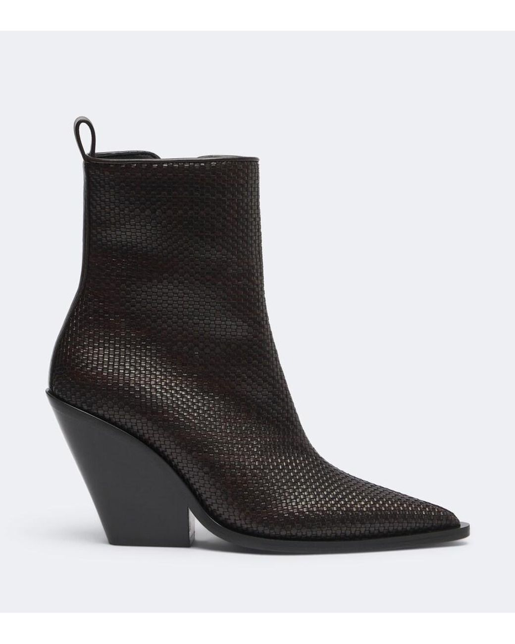 Souliers Martinez Black Colorado Woven Leather Ankle Boots