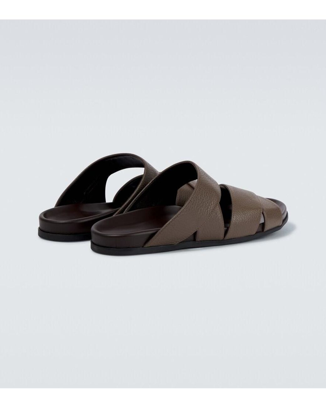 Manolo Blahnik Brown Inezmu Leather Sandals for men