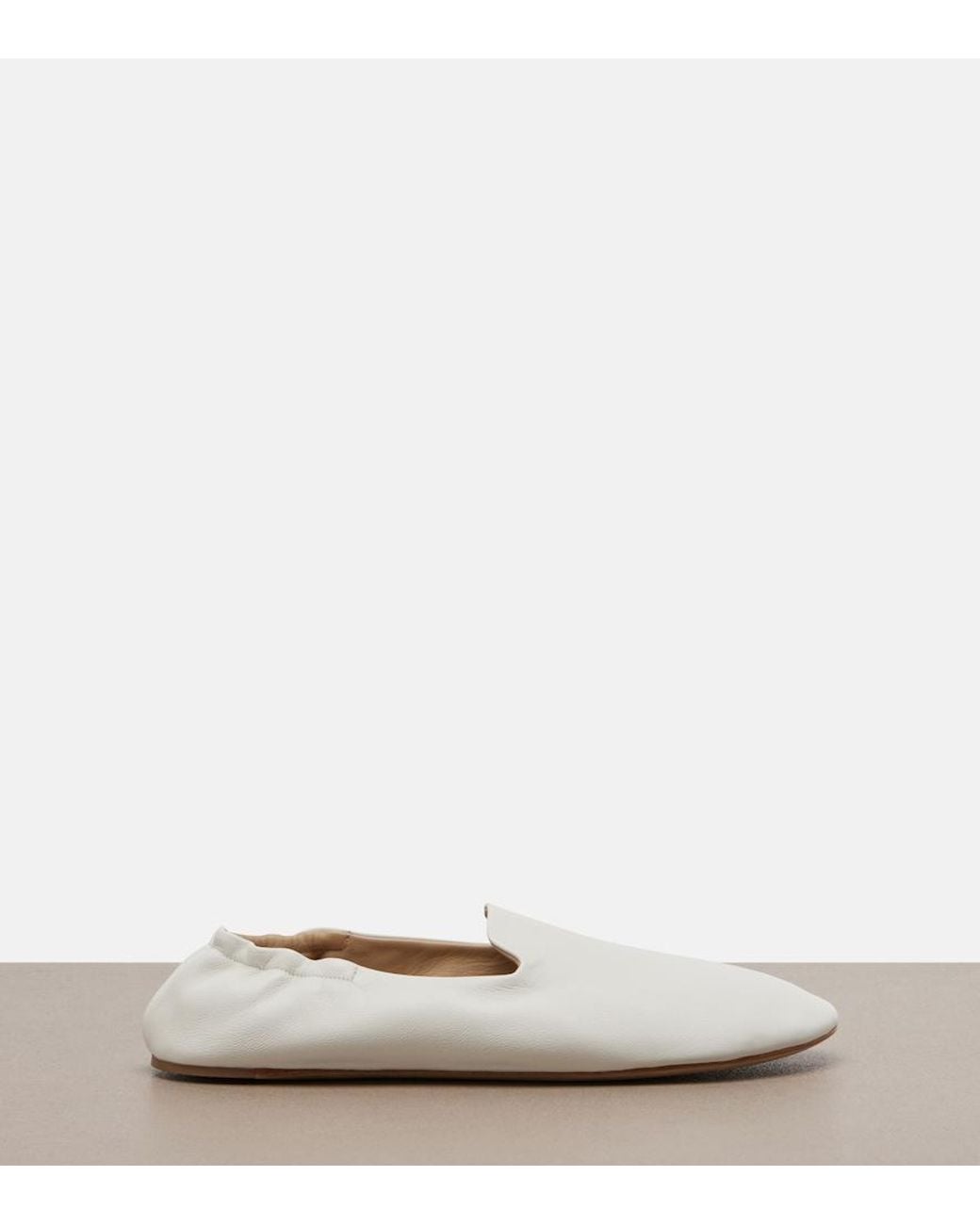 The Row White Casa Leather Slippers