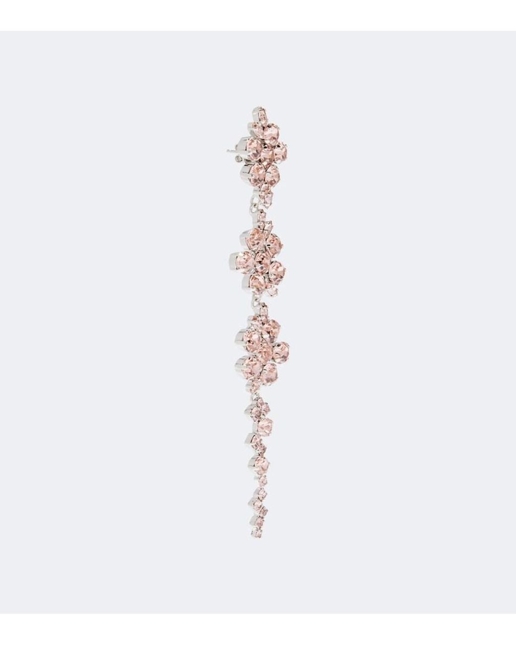 Simone Rocha White Floral Crystal-Embellished Drop Earrings