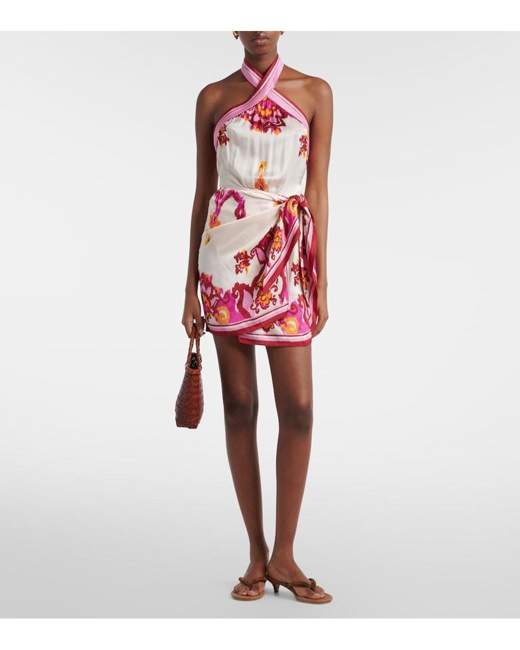 Poupette Red Manon Printed Satin Minidress
