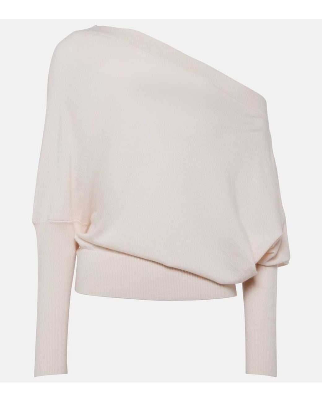 Altuzarra Natural Grainge Off-Shoulder Cashmere Sweater