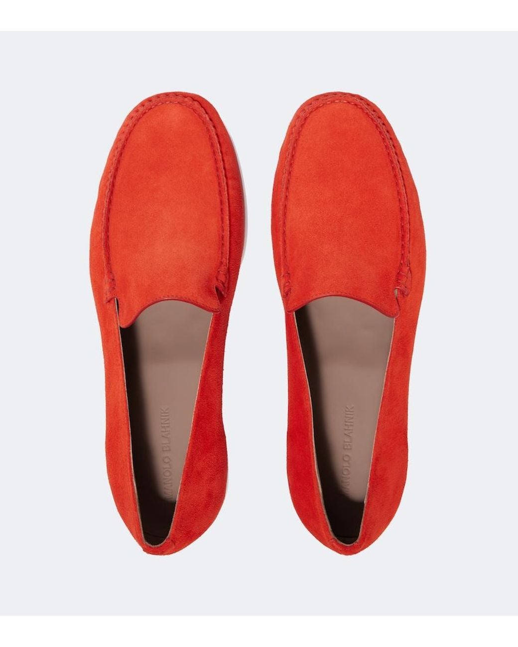Manolo Blahnik Red Monaco Suede Loafers for men