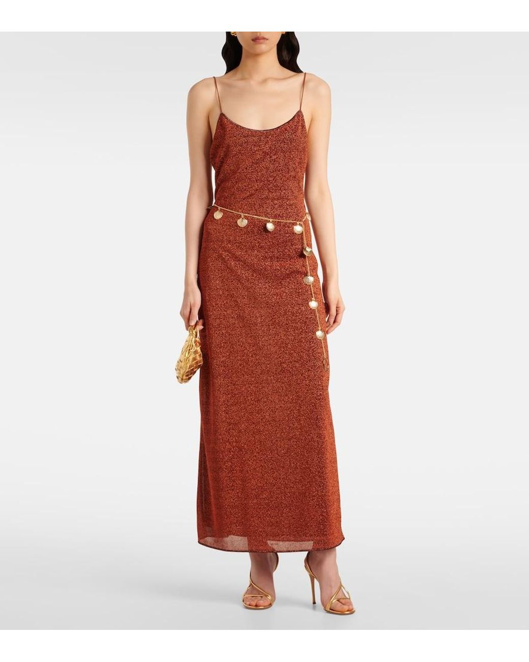 Oseree Purple Lumiere Belted Maxi Dress