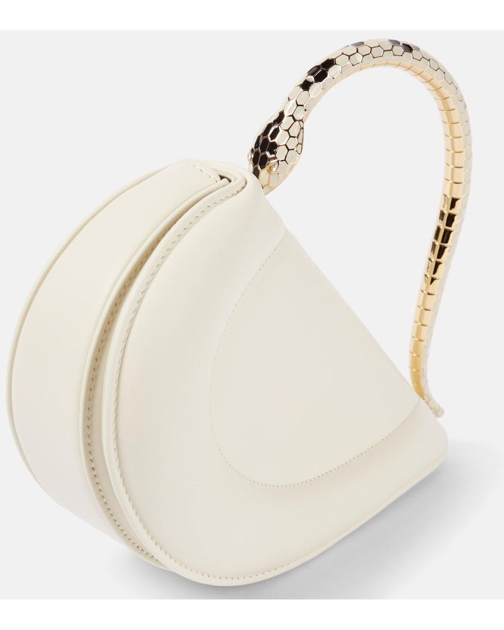 BVLGARI White Serpenti Cuore 1968 Leather Top-Handle Bag