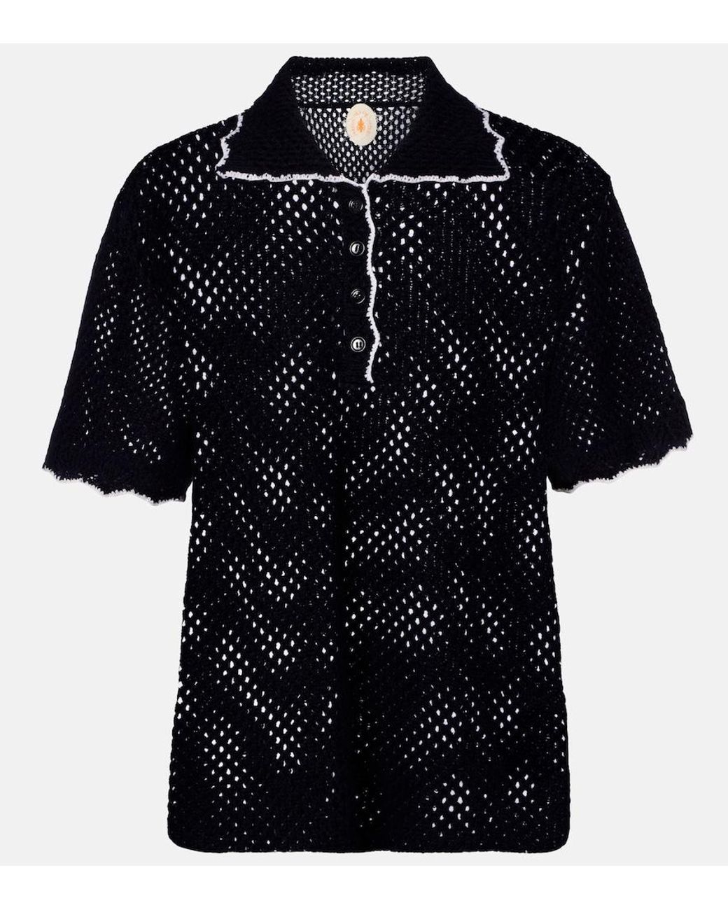 Jardin Des Orangers Black Wool And Cashmere Polo Sweater