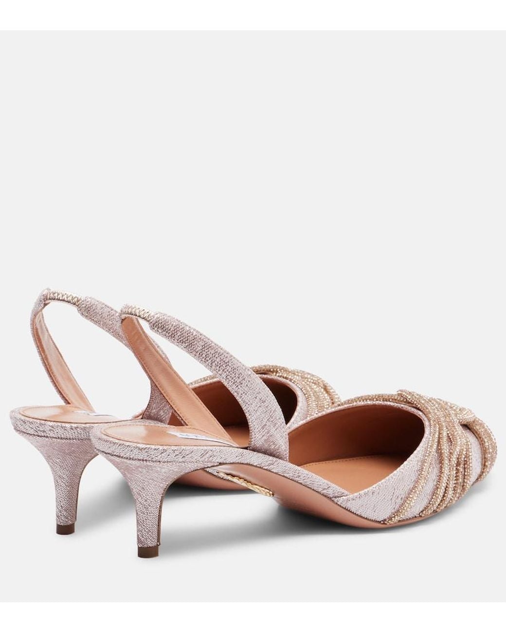 Aquazzura Pink Gatsby 50 Embellished Slingback Pumps