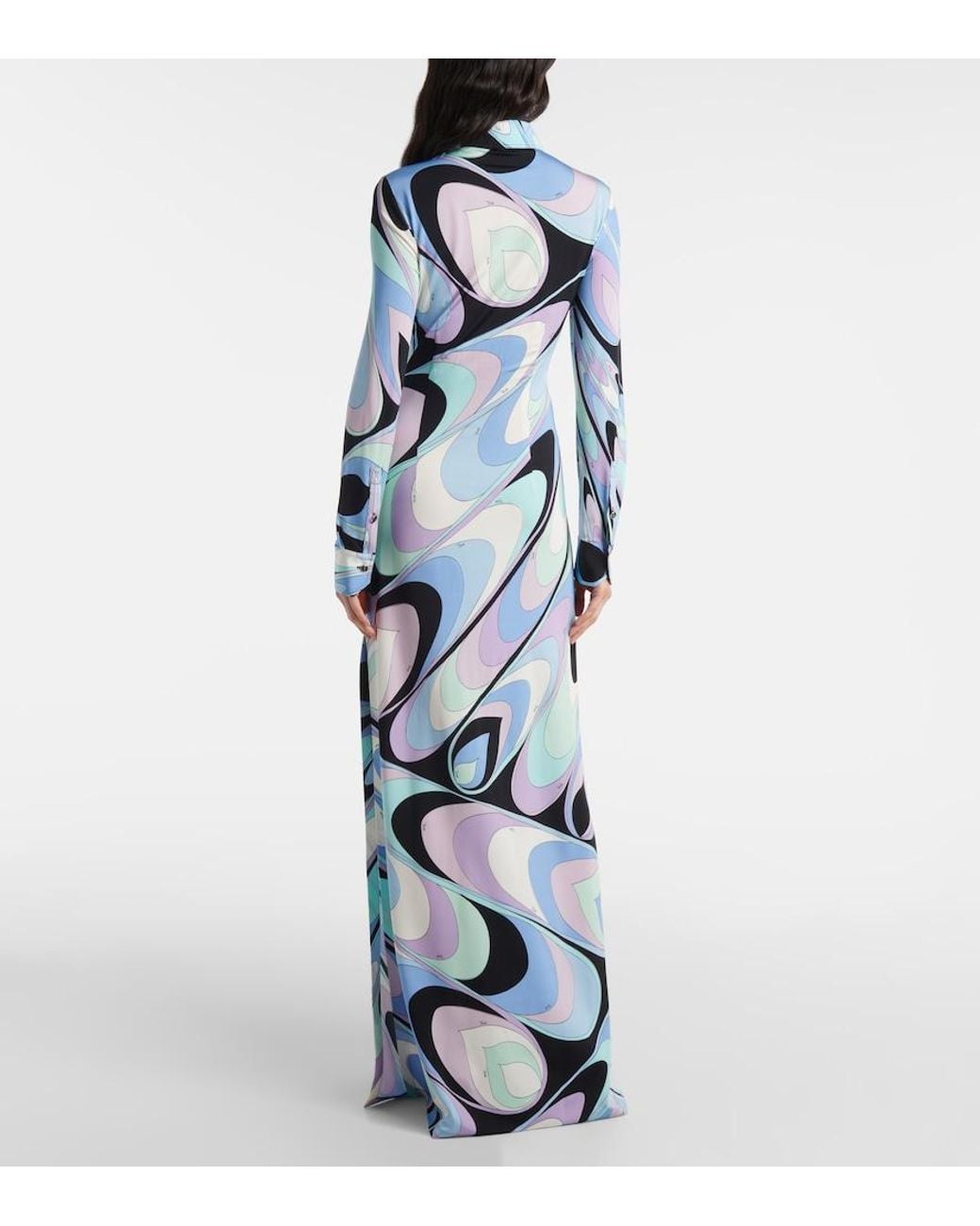 Emilio Pucci Blue Vivara Jersey Maxi Dress