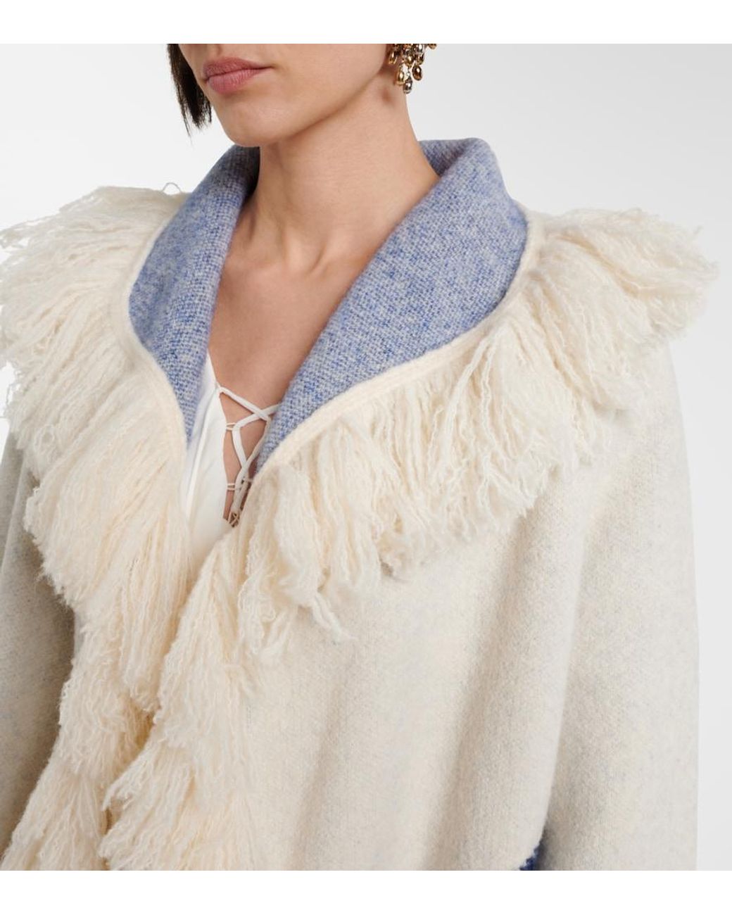 Dorothee Schumacher Blue Poppy Garden Fringed Jacquard Coat