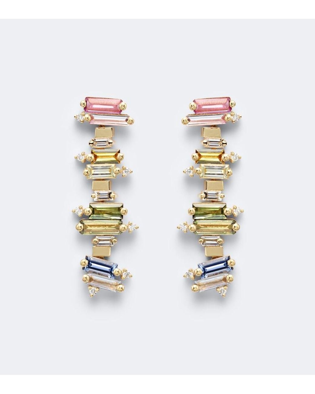 Suzanne Kalan White 18Kt Drop Earrings With Sapphires And Diamonds