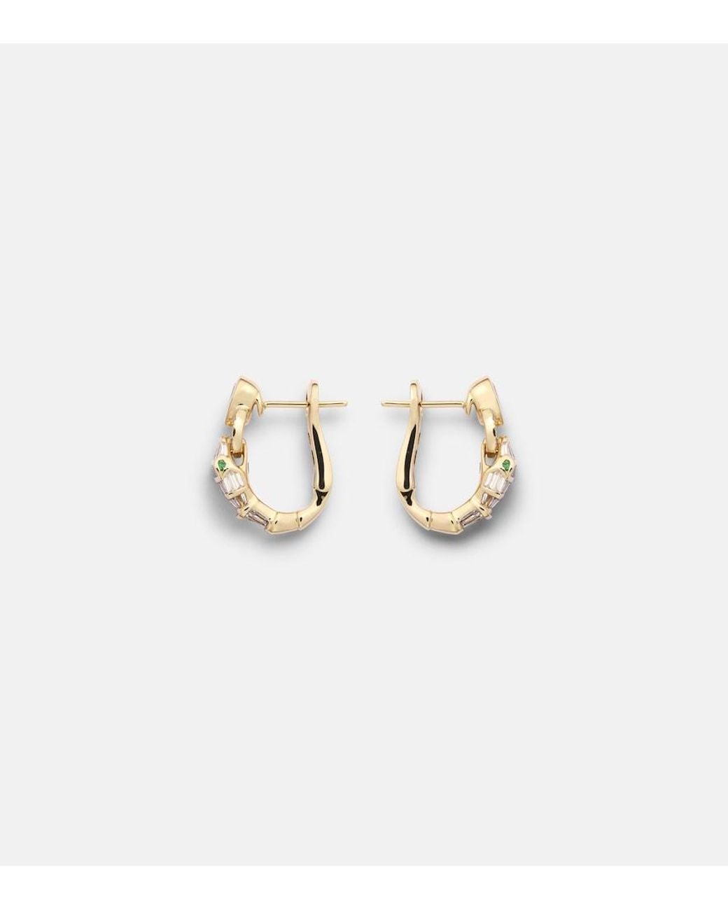 SHAY White Serpentine 18Kt Huggie Earrings With Diamonds
