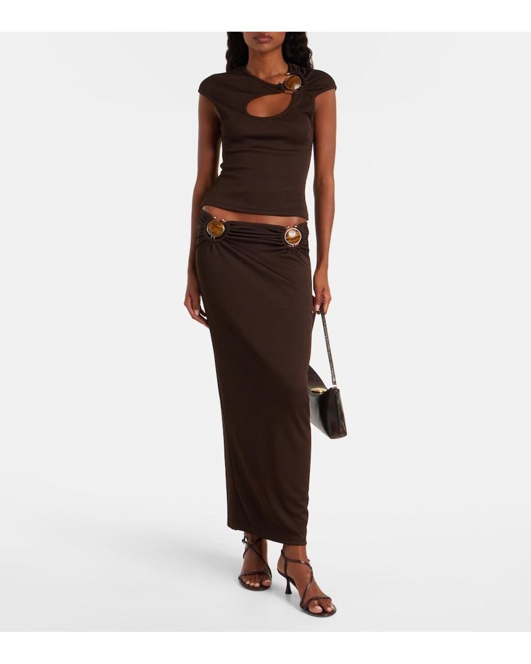 Christopher Esber Brown Gathered Maxi Skirt