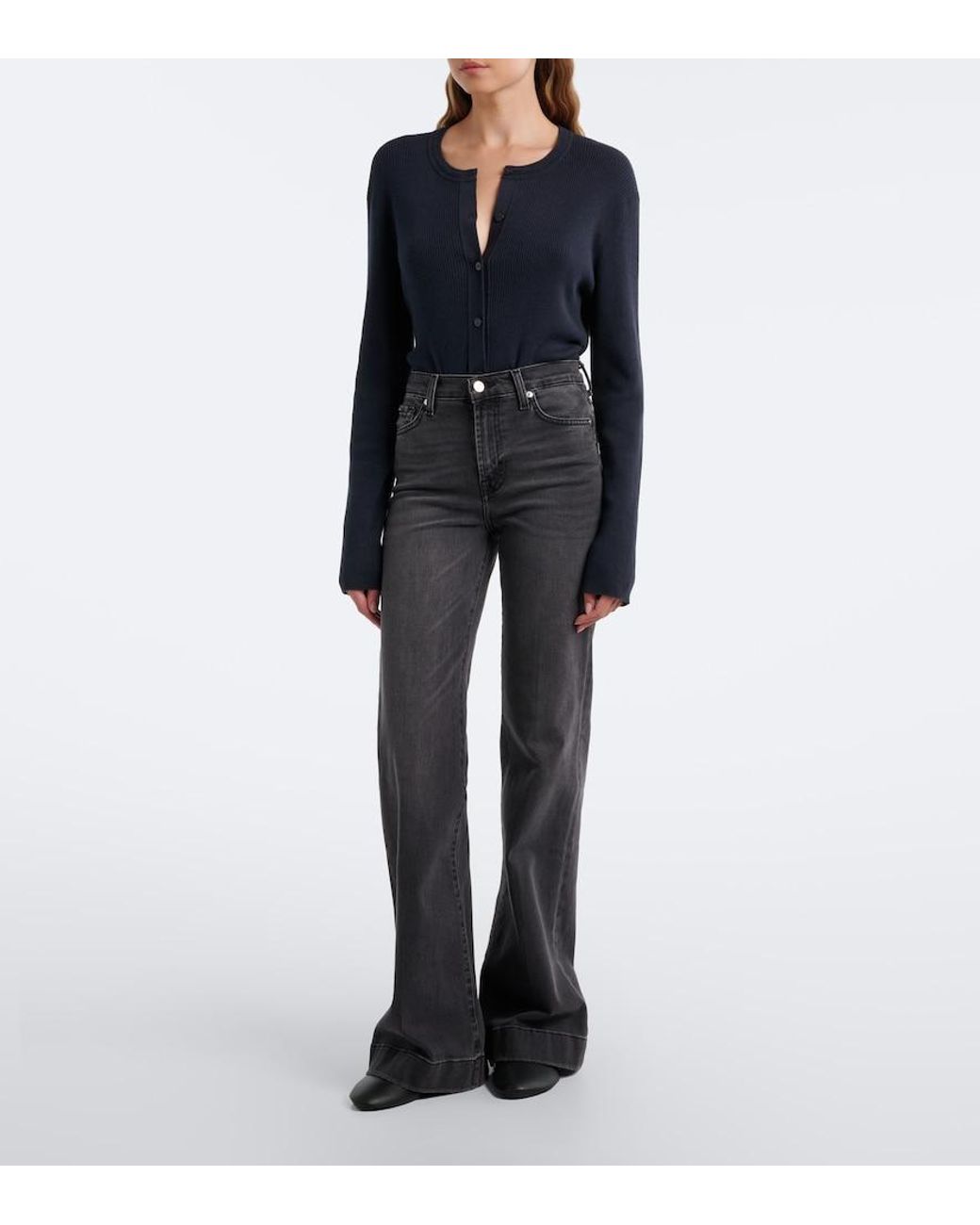 7 For All Mankind Gray Modern Dojo Flared Jeans