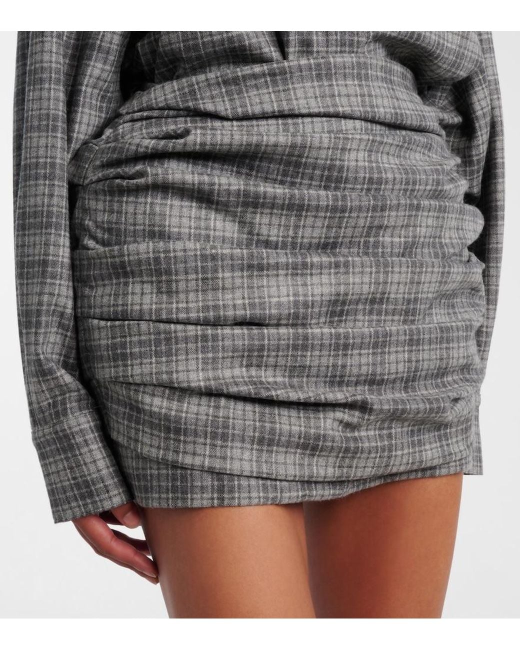 Magda Butrym Gray Checked Wool And Cashmere Miniskirt