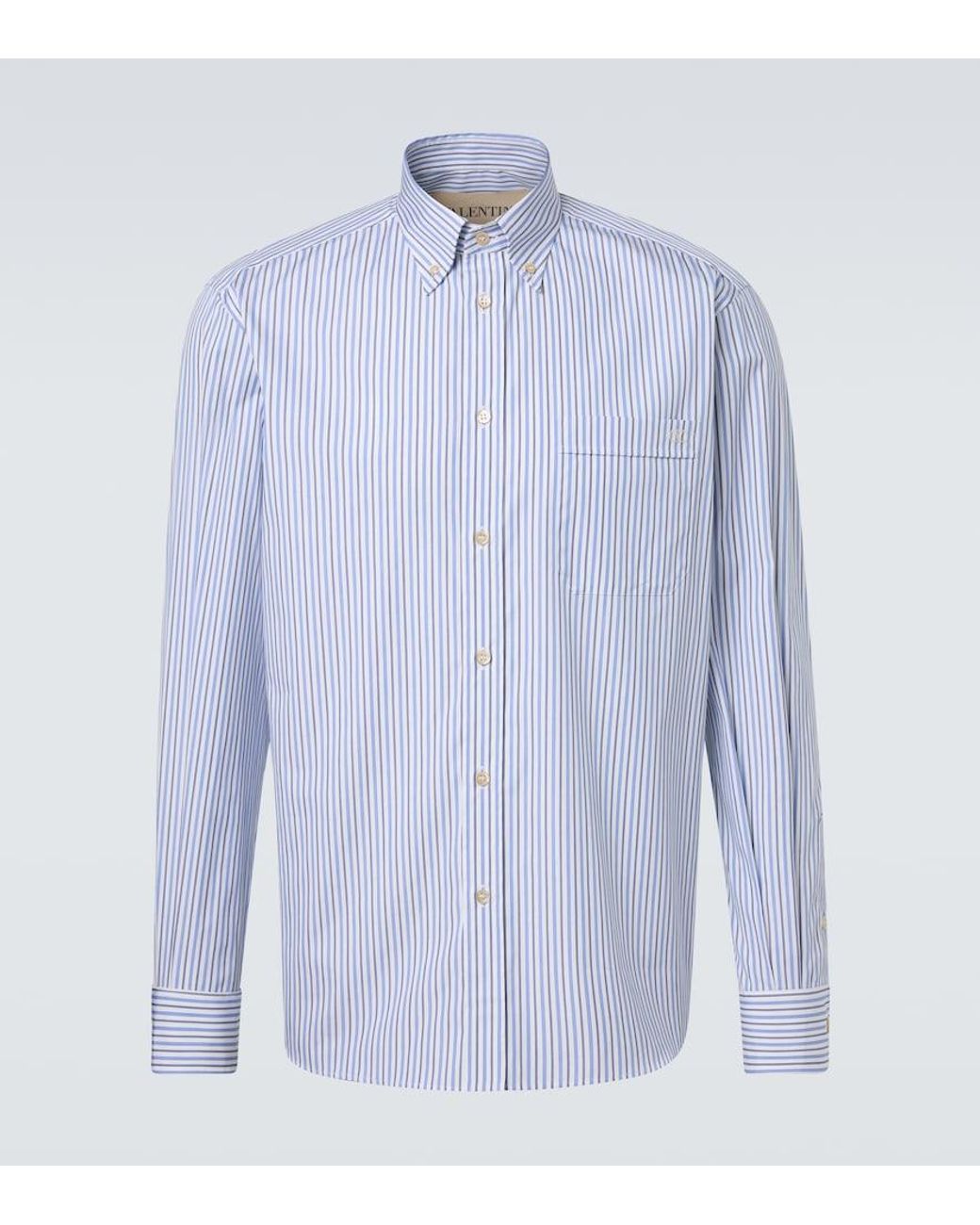 Valentino Garavani Blue Striped Cotton Shirt for men