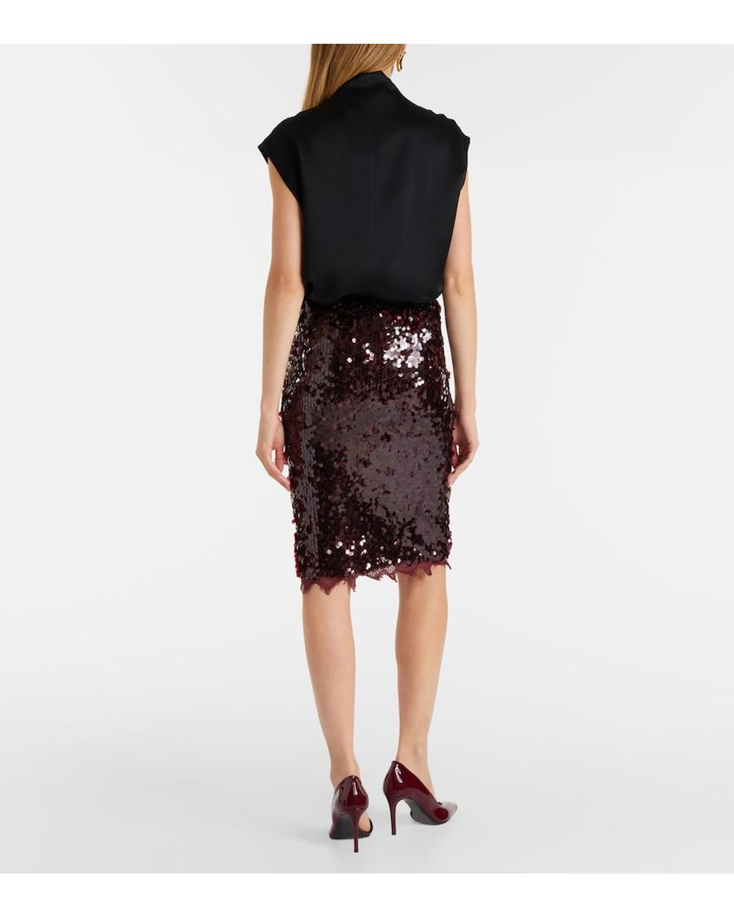 Christopher Esber Black Opaline Sequined Midi Skirt