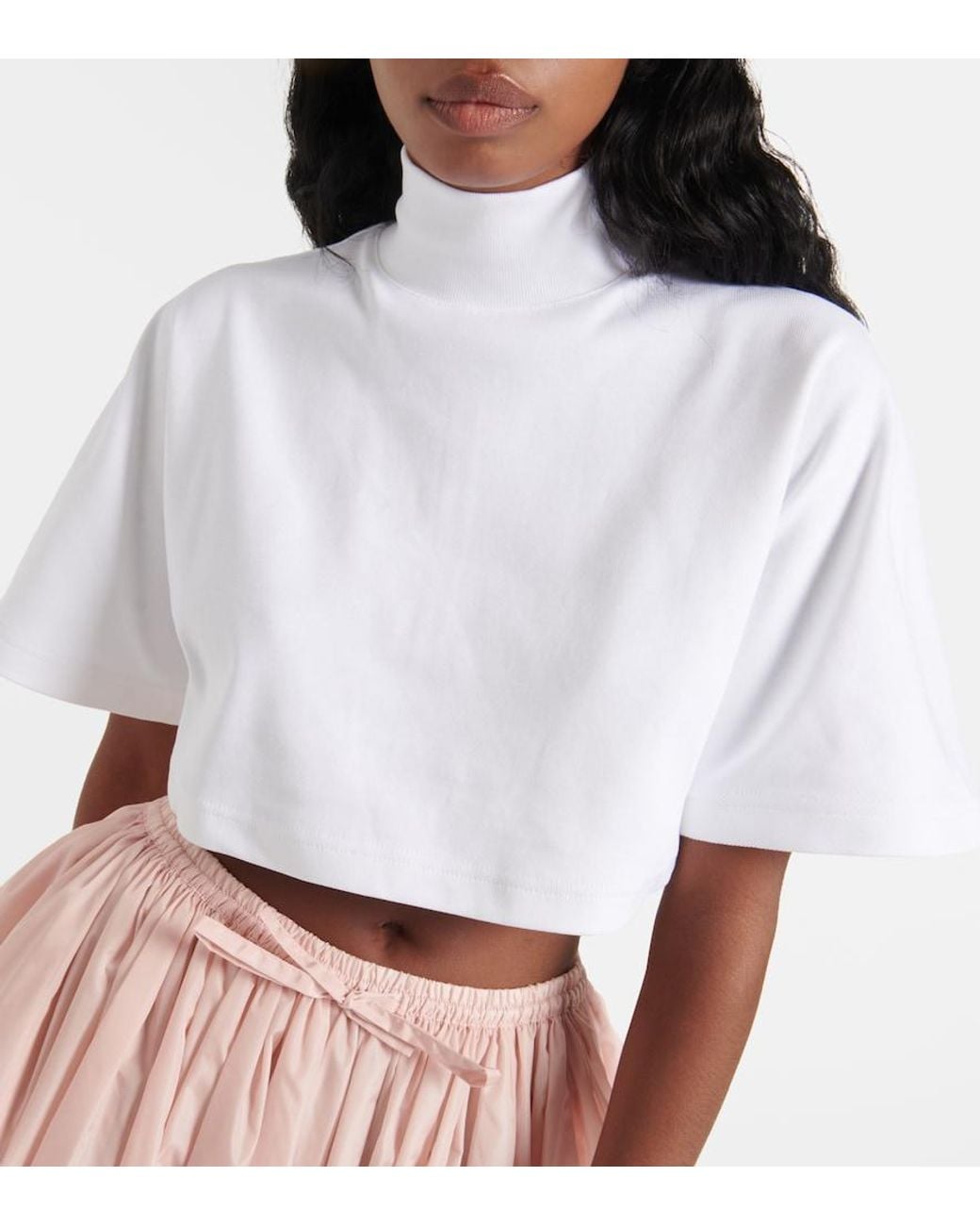 Alaïa White Cotton Turtleneck Top