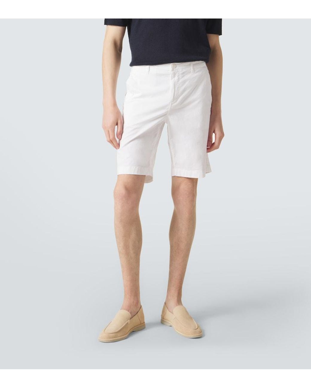 Vilebrequin White Cotton-Blend Satin Bermuda Shorts for men