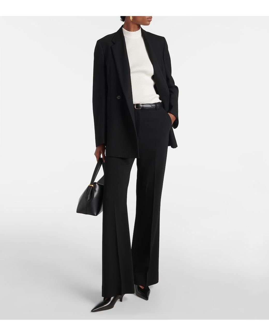 Totême White Ribbed-Knit Asymmetric Top
