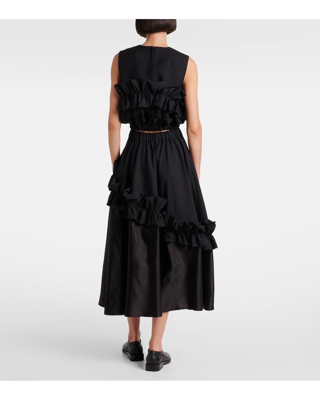 Noir Kei Ninomiya Black Ruffled Wool Top