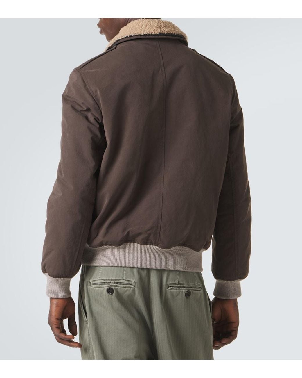 Brunello Cucinelli Brown Shearling-Trimmed Blouson Jacket for men