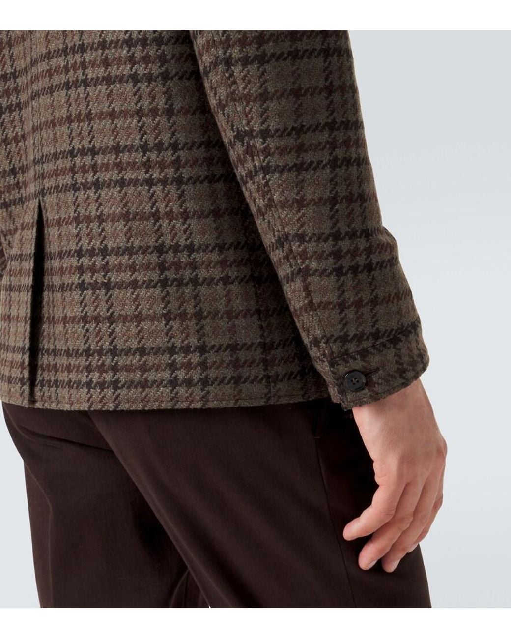 Zegna Brown Checked Cashmere Jacket for men