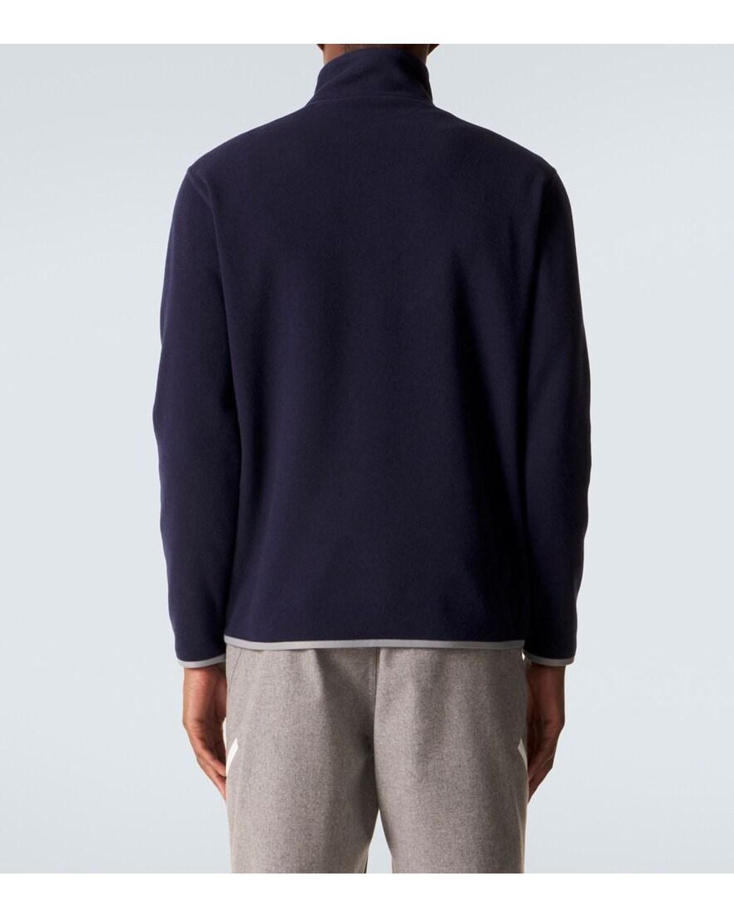 Brunello Cucinelli Blue Cashmere And Cotton-Blend Half-Zip Sweatshirt for men