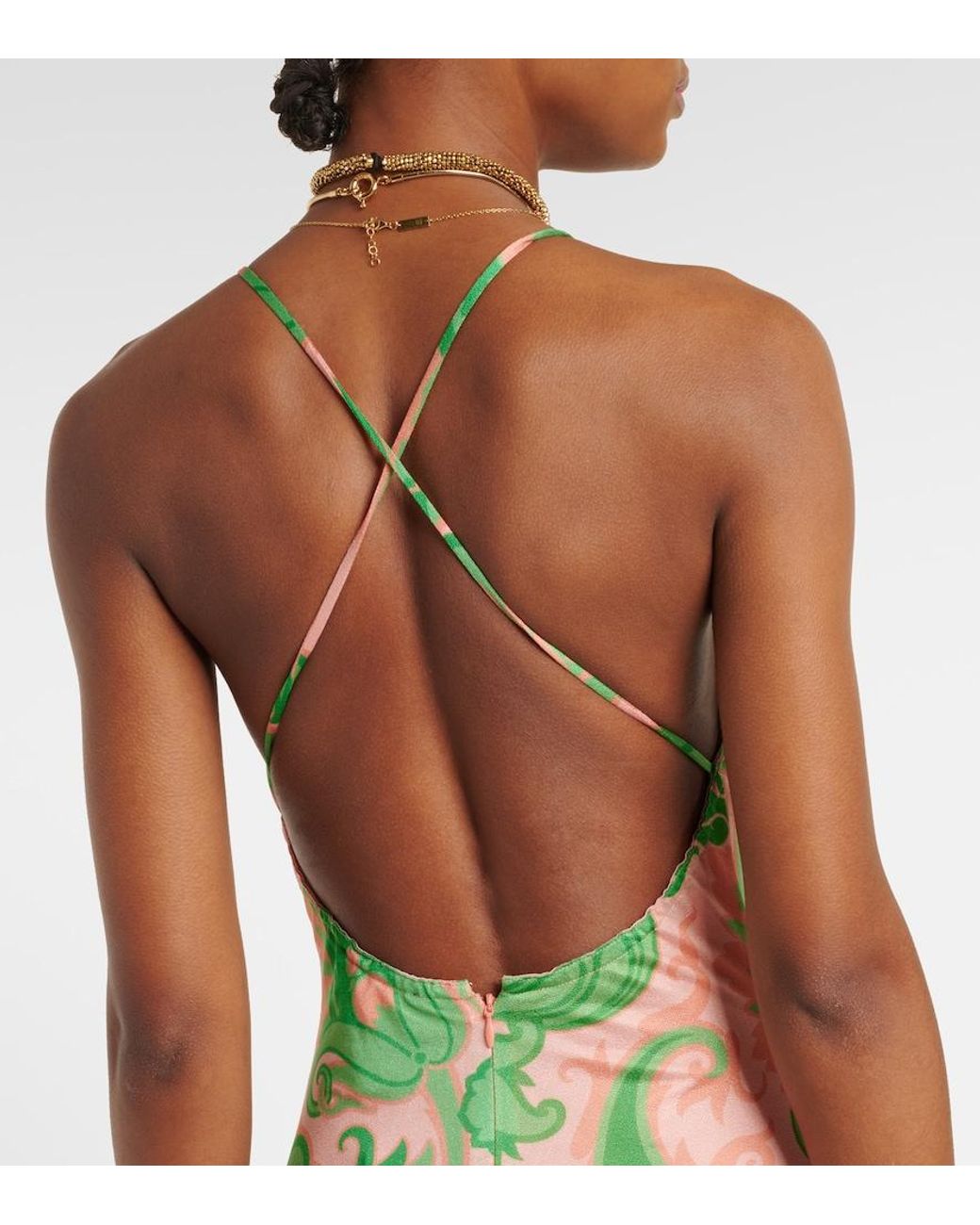 Etro Green Halterneck Maxi Dress