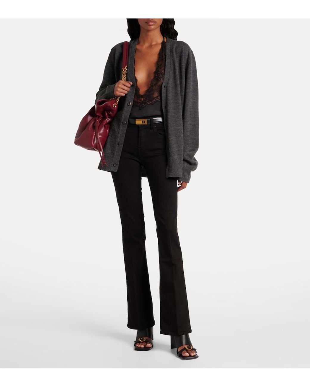 7 For All Mankind Black B(air) Mid-rise Bootcut Jeans