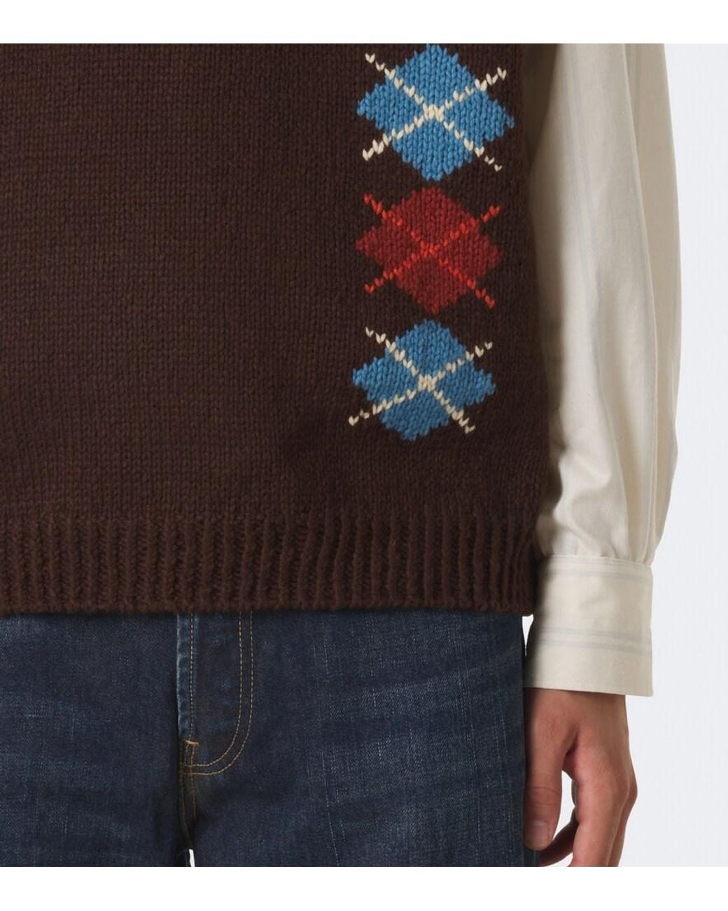 Visvim Brown Diamante Wool And Cashmere Sweater Vest for men