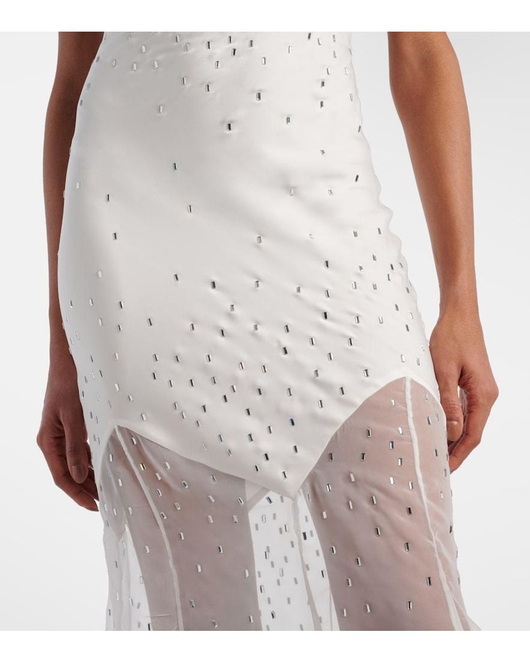 Rabanne White Embellished Sheer Gown
