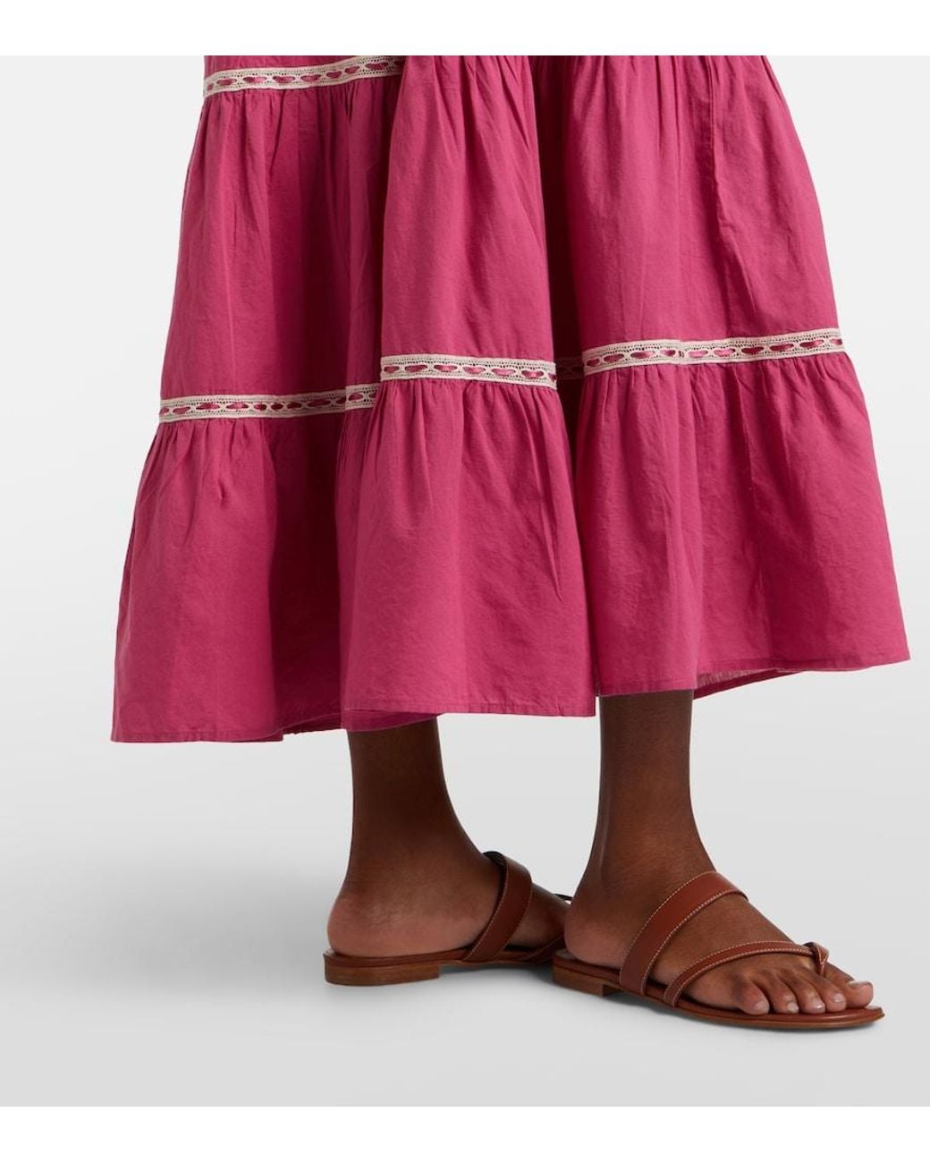 Rixo Chandra Tiered Cotton Midi Dress
