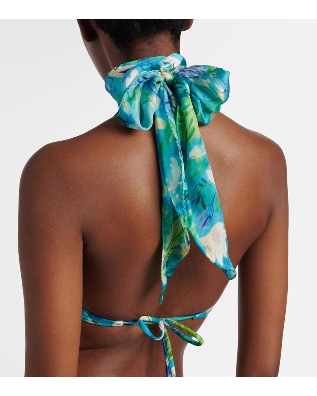 Chloé Blue Wild Flowers Floral Silk Scarf