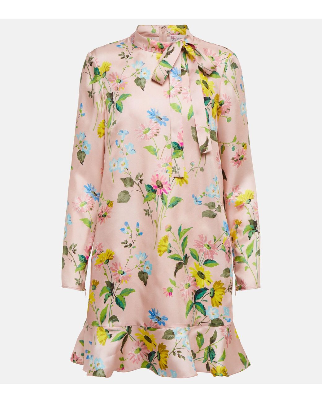 RED Valentino Floral Tie-neck Silk Minidress | Lyst
