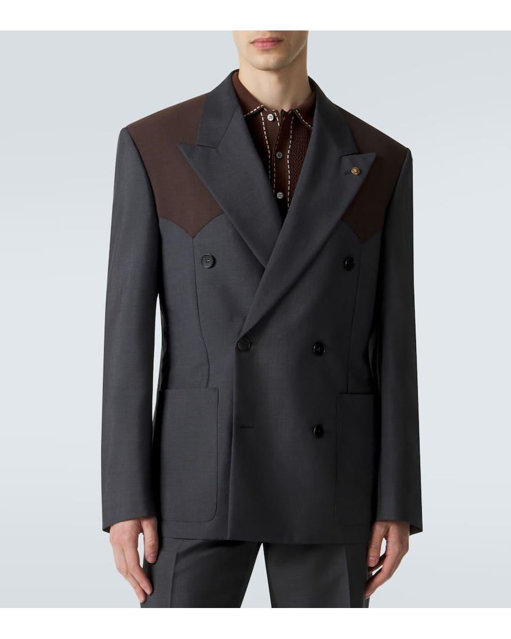 Versace Blue Medusa Wool And Mohair Blazer for men