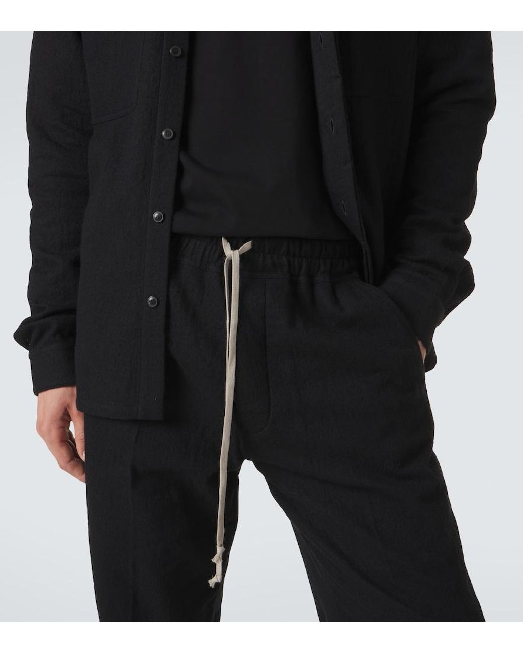 Rick Owens Blue Dietrich Cotton And Wool Wide-Leg Pants for men