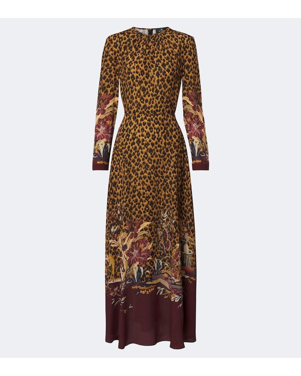 Etro Brown Leopard-Print Maxi Dress