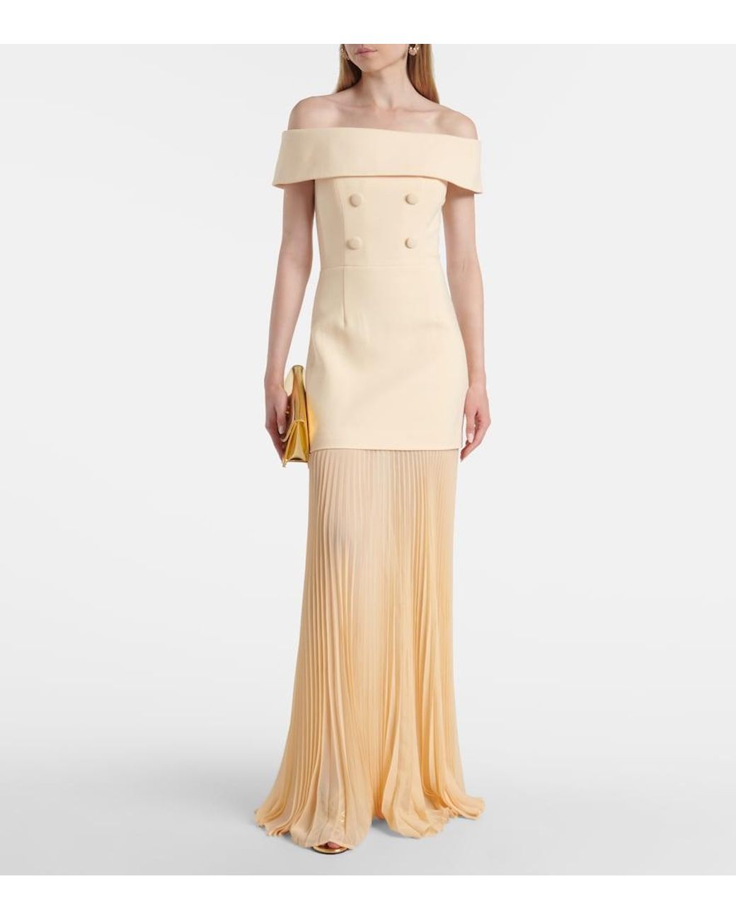 Rebecca Vallance Natural Rowan Pleated Maxi Dress