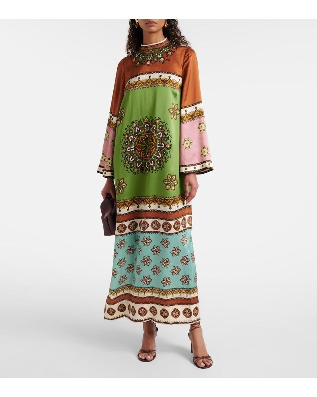 ALÉMAIS Green Contina Silk Maxi Dress