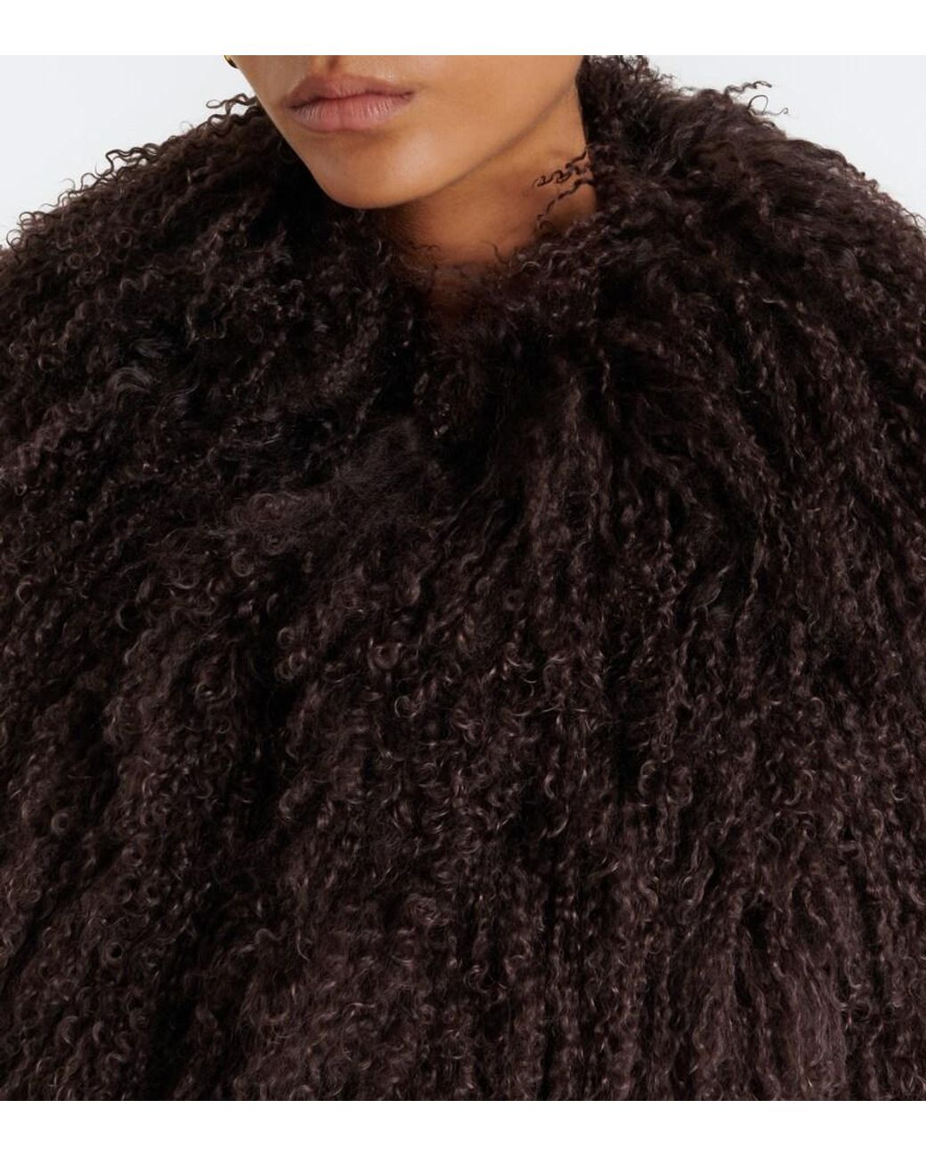 De La Vali Black Vespera Suede-Trimmed Shearling Jacket