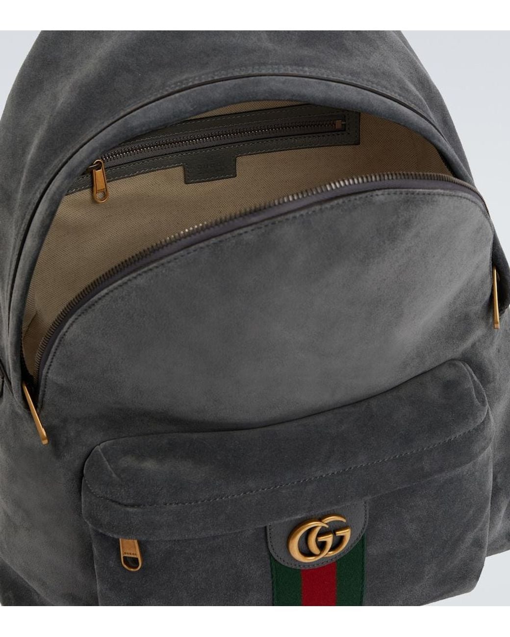 Gucci Gray Ophidia Suede Backpack for men