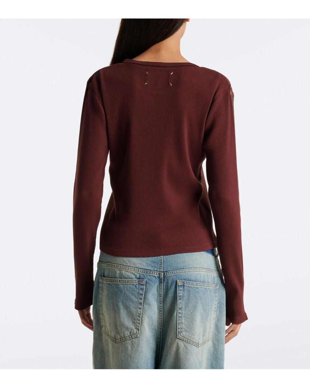 Maison Margiela Brown Printed Cotton Top